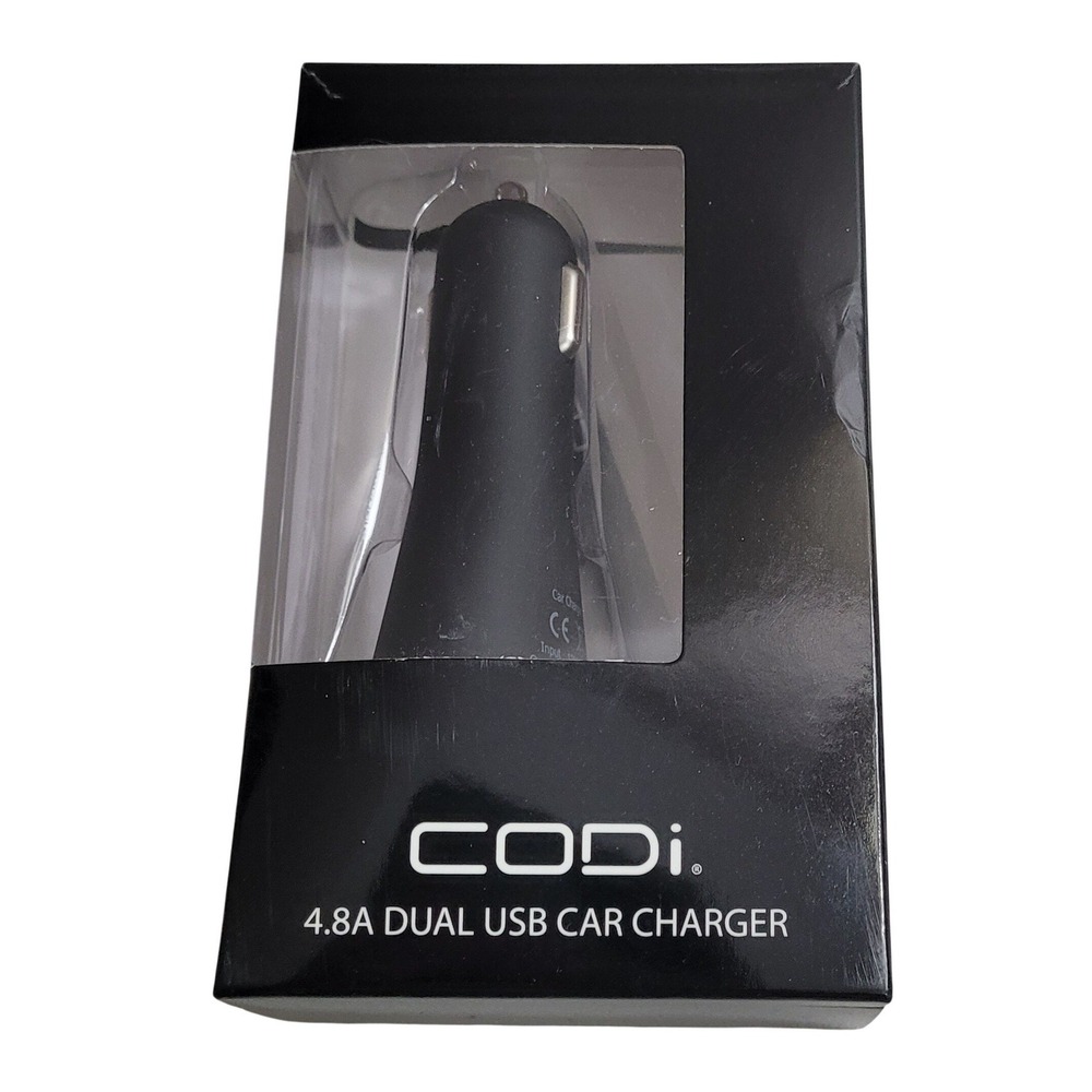 CODi 4.8A Dual USB Car Charger A01043 Matte Black New Fast Charging Adapter